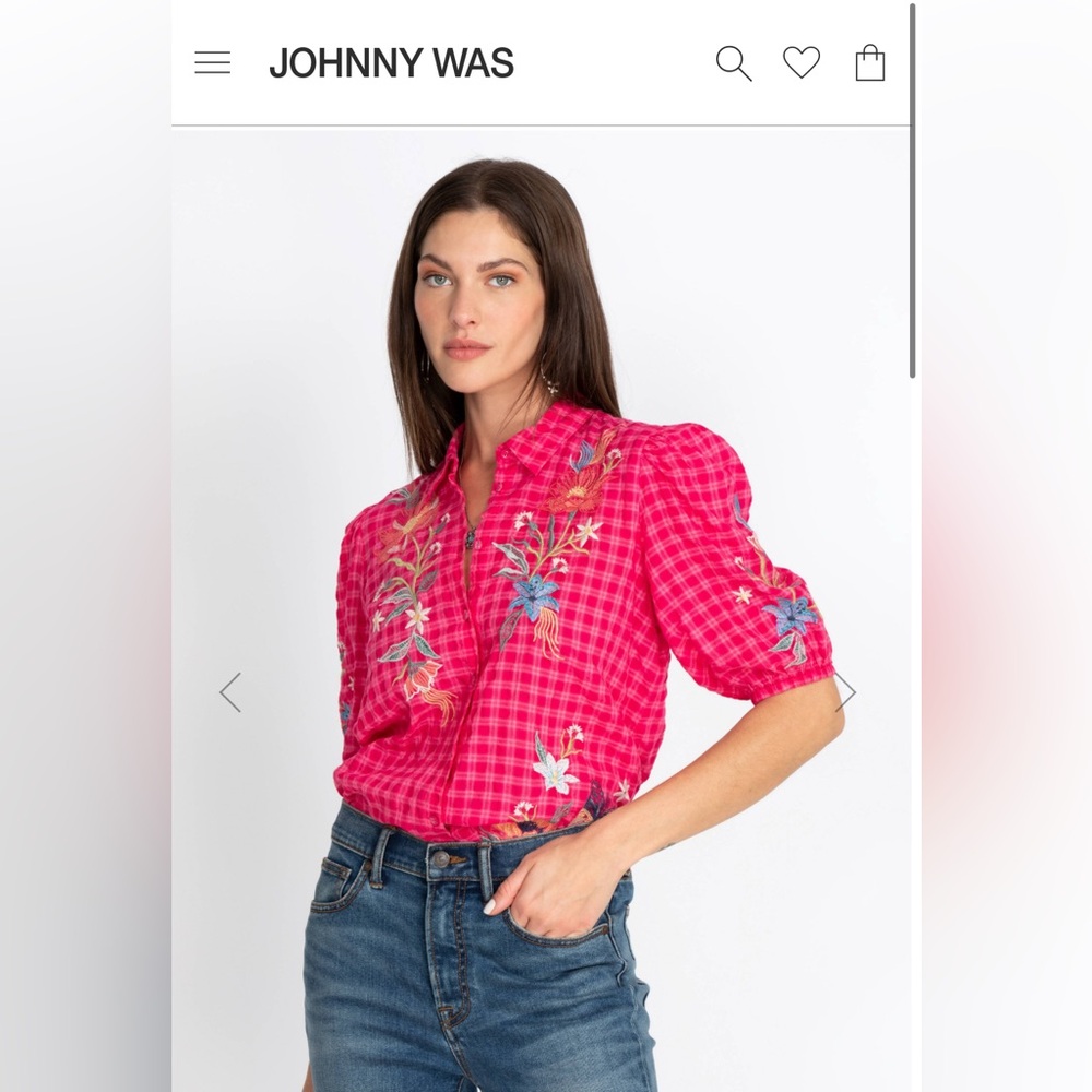 Johnny Was Jordan Lisbon Embroidered button up Blouse